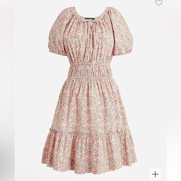 J.Crew Cinched-waist puff-sleeve dress in scattered blooms - Picture 1 of 6